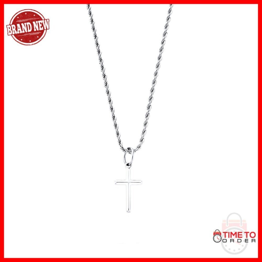 Stainless Steel Cross Pendant Necklace 20.5 Inch Chain Waterproof Hypoallergenic